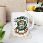 Reading Owl Mug, (11oz, 15oz)