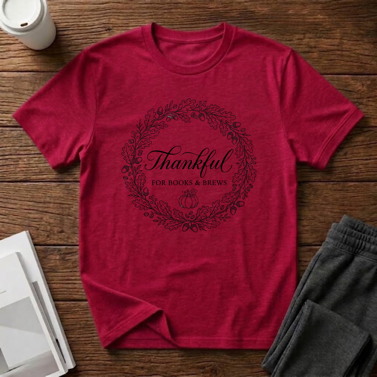 Thankful For Books and Brews T-Shirt