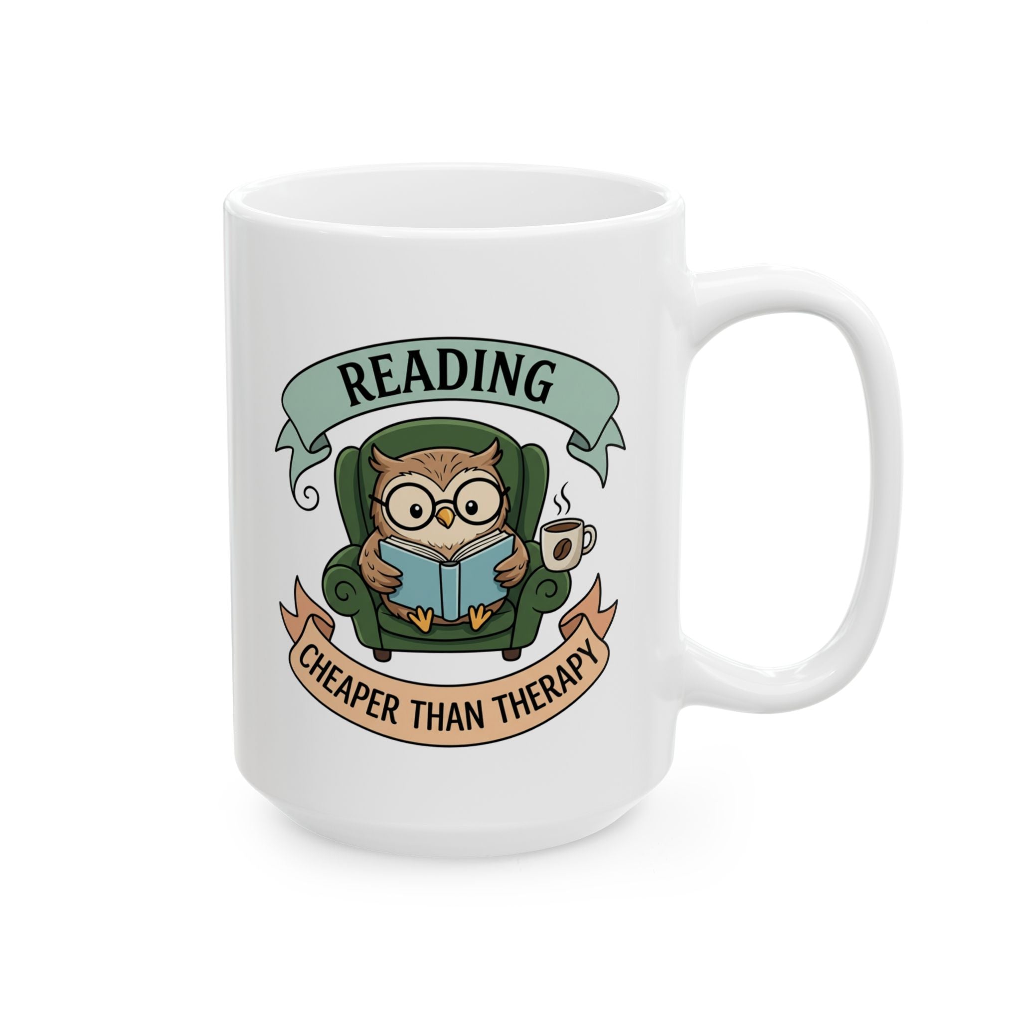 Reading Owl Mug, (11oz, 15oz)