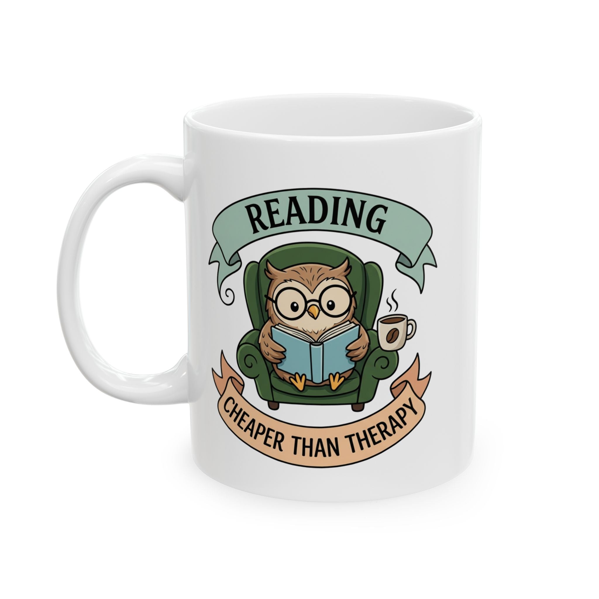 Reading Owl Mug, (11oz, 15oz)