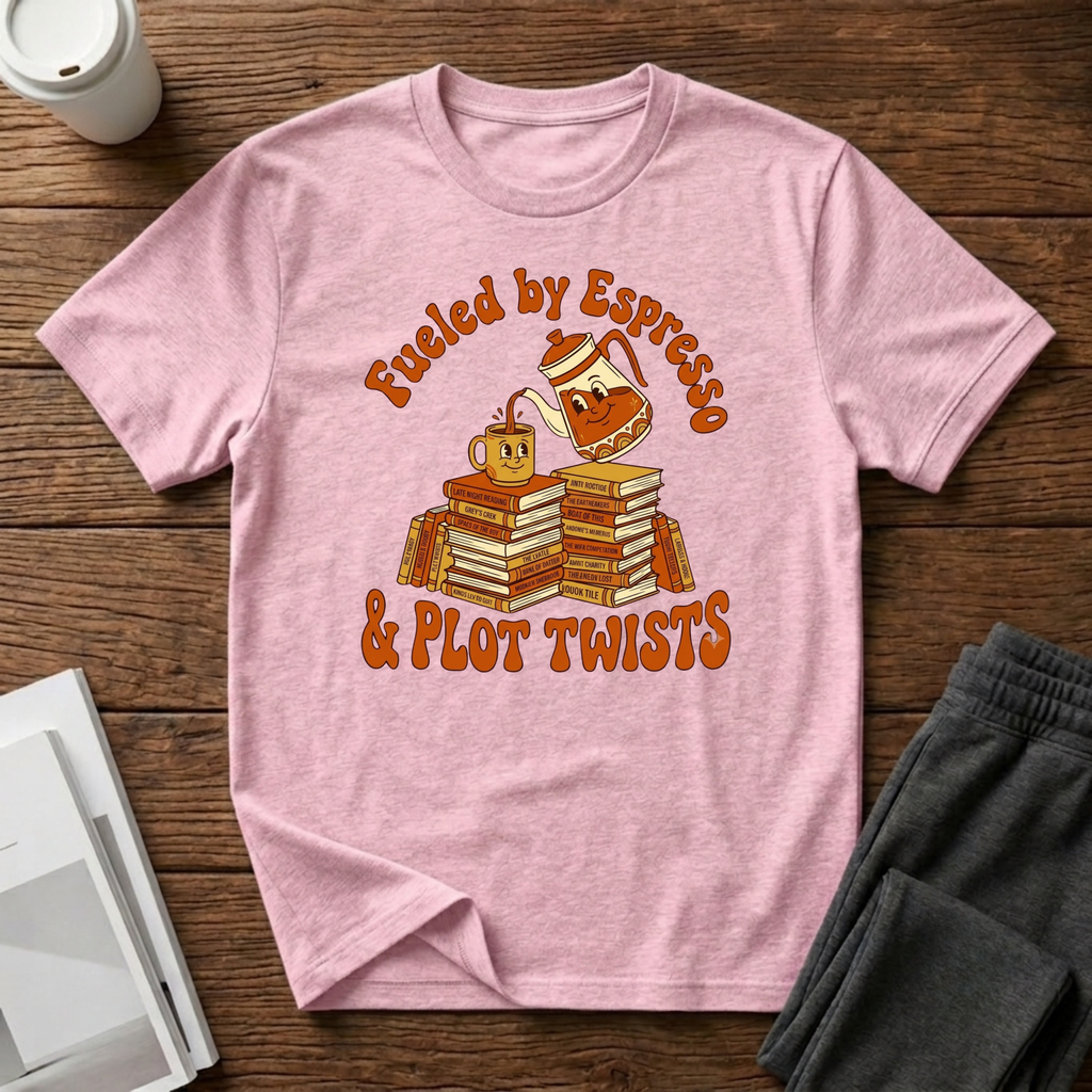 Fueled By Espresso and Plot Twists  T-Shirt