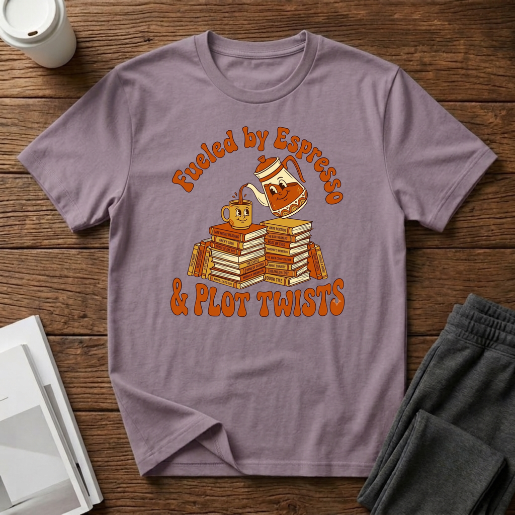 Fueled By Espresso and Plot Twists  T-Shirt